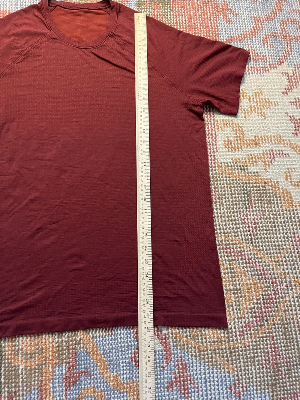 Lululemon Metal Vent Tech Short Sleeve Shirt Men’s Large Burgundy Red EUC - Picture 2 of 11